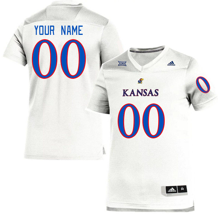 Custom Kansas Jayhawks Name And Number College Football Jerseys Stitched-White - Click Image to Close